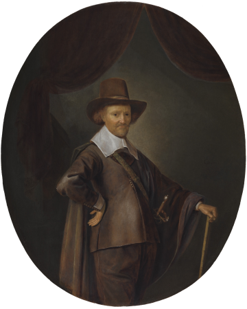 Portrait of a Gentleman with a Walking Stick, Gerrit Dou, circa 1645