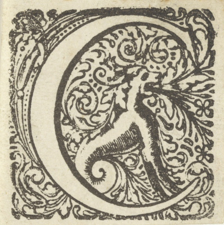 Letter C in een omlijsting met een wolf of een hond, RP-P-BI-4345, Dirck de Bray, between 1600 and 1699