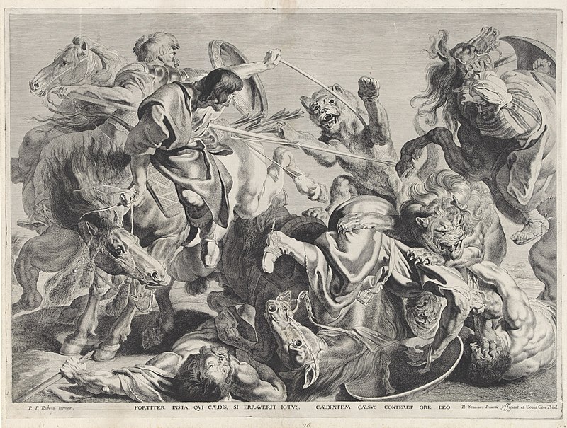 Jacht op leeuwen, RP-P-OB-70.140, between 1644 and 1650