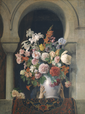 Hayez - Vase of Flowers on the Window of a Harem, 1881, 6338, Francesco Hayez
