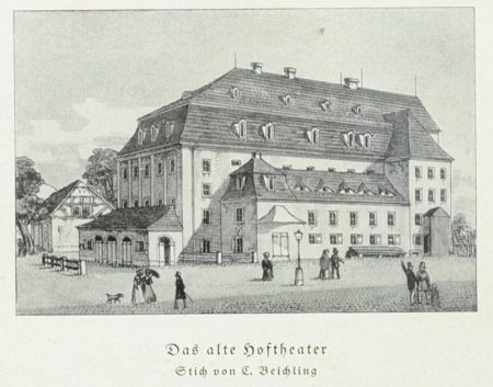 Das alte Hoftheater in Dresden, Drawing by C. Beichling (before 1841), Franz Hanfstaengl