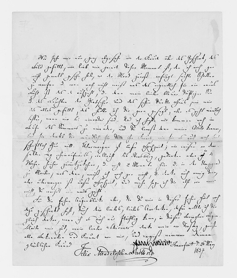 Mendelssohn - 26 March 1837, Felix Mendelssohn, 26 March 1837