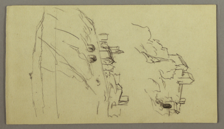 Drawing, Two Studies of Town on a Mountain Top, possibly 1868–69, Frederic Edwin Church, possibly 1868–69
