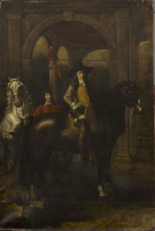 Equestrain Portrait of a Young Gentleman with his Squire in front of a Peristyle, Nicolaas van Eyck, between 1646 and 1658