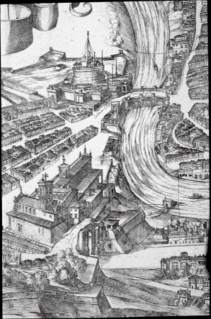 View of Rome and view of Castel Gandolfo. Particular, 1593