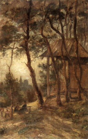 Viewing temple under pine trees with a view of Kronberg Castle, Peter Burnitz