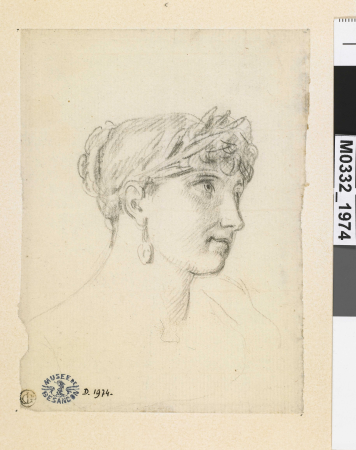 David - Tête de Mme de Lavalette, vue de trois-quarts à droite, D.1974, Jacques-Louis David