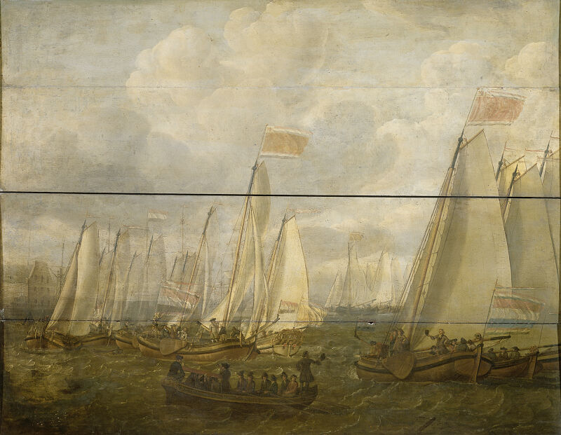 The Admiral's Sailing on the IJ in front of Amsterdam, Abraham Alewijn, 1701