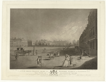 Bloomsbury Square, RP-P-1918-2215, Robert Pollard, between 1765 and 1838