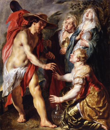 Christ appears as a gardener to the three Marys, Jacob Jordaens, circa 1616