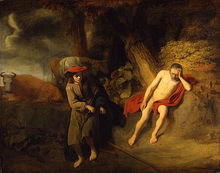 Mercury in the act of beheading the sleeping Argus, guard of Io, Cornelis Bisschop, between 1660 and 1669