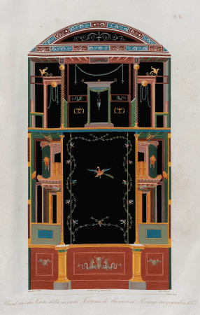 Frescoed wall from the Casa della seconda Fontana di Mosaico (House of the Second (Small) Mosaic Fountain in Pompeii excavated in 1827 by Wilhelm Zahn (2)