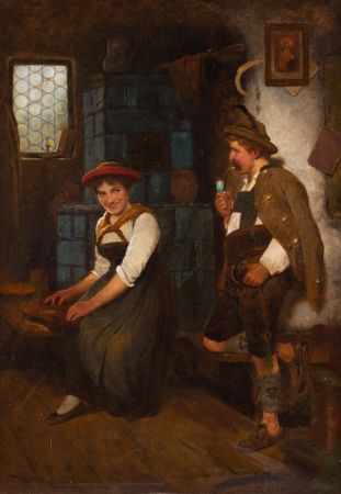 Maximilian Wachsmuth Tändelei am Kachelofen, Maximilian Wachsmuth, before 1912