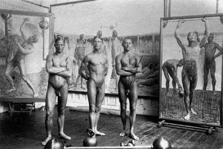 Eugène Jansson photo with models, Eugène Jansson, circa 1907