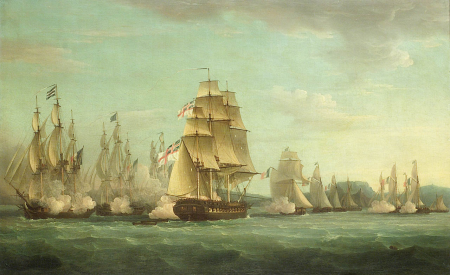 HMS 'Spartan' and French Frigates: Beginning of the Action, Third of May 1810, Thomas Whitcombe