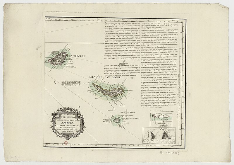 Short and general map of the Azores islands, also called third islands, for the use of sailors / by D. Tomas López and D. Juan Lopez, 1781