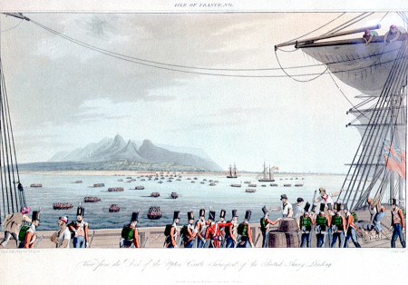 View from the Deck of the Upton Castle Transport, of the British Army Landing, John Heaviside Clark, 13 April 1813