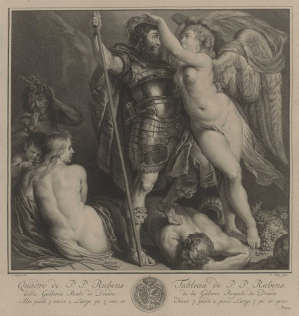 The virtuous hero, crowned by the goddess of victory, Peter Paul Rubens, circa 1750