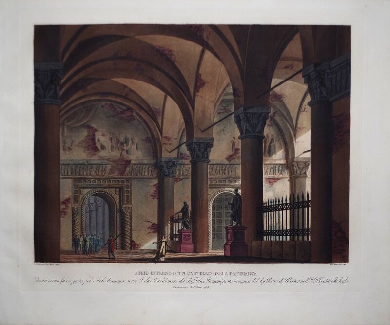 Alessandro Sanquirico - Atrio interno d'un Castello della Danimarca (set design for opera 'I due Valdomiri' by Peter von Winter, La Scala), Alessandro Sanquirico, circa 1827