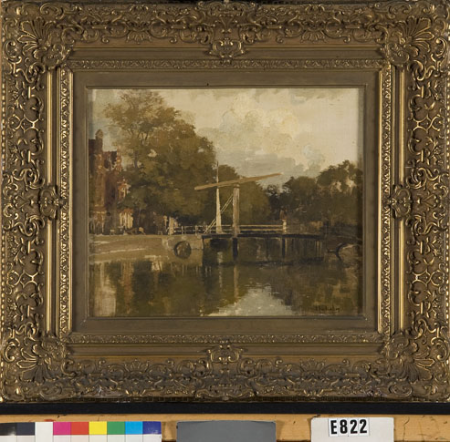 View of a city with a canal and drawbridge, Johannes Christiaan Karel Klinkenberg, between 1875 and 1920