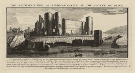The south west view of Rhuddlan Castle, in the county of Flint, Samuel Buck, 1742
