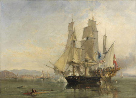 The Action and Capture of the Spanish Xebeque Frigate El Gamo, Clarkson Frederick Stanfield, 1845 [1]