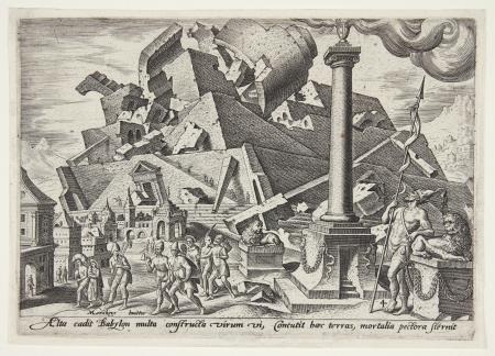 The destruction of the Tower of Babel and the scattering of the children of men, Philip Galle, 1569