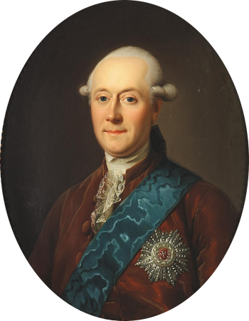 A. P. Bernstorff wearing a red jacket with the band and star of the Order of the Elephant., Jens Juel, between 1781 and 1802