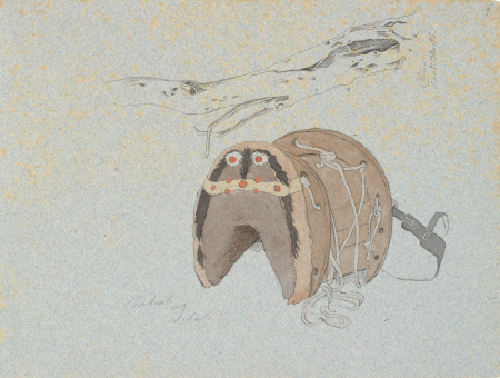 Trunk of an olive tree and a saddle, Johan Lundbye, 1845