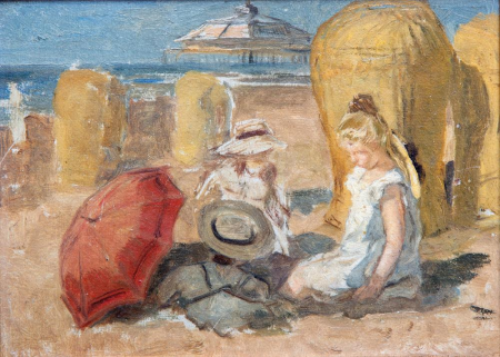 Johan Antonie de Jonge - Children playing on the beach of Scheveningen, circa 1900