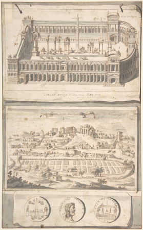 Reconstruction of the Circus Maximus (above) and a View of the Site (below), Jan Goeree, before 1704