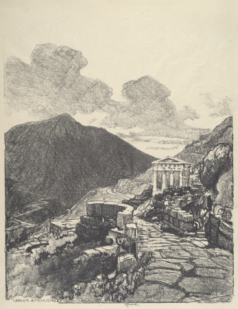 The Treasury of Athens, Delphi, Joseph Pennell, 1913