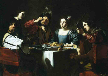 Banquet Scene with a Lute Player, Nicolas Tournier, circa 1625