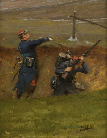 Dans un ravin. Lignards (n°2), fragment du panorama de La Bataille de Champigny, Édouard Detaille, Achevé en 1882