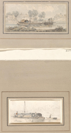 A. Marlow Lock; B. Figures on a Barge, Possibly a Sketch Relating to This Drawing of Marlow Lock, William Alexander