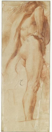 Study of a nude man seen from behind and from below., Peter Paul Rubens, between 1600 and 1640