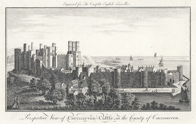 Perspective view of Caernarvon Castle, in the county of Caernarvon, Samuel Buck, circa 1775