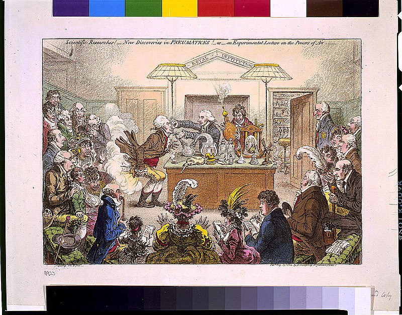 Scientific researches! - New discoveries in pneumaticks! - or - An experimental lecture on the powers of air - -Js. Gillray inv. & fect. LCCN94509819, James Gillray, 1802