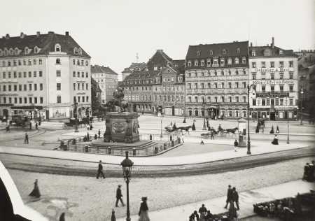 Dresden-Neustadt, Neustädter Markt. View from the log cabin, Ermenegildo Antonio Donadini, after 1893