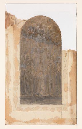 Design for single mosaic panel for "Te Deum Laudamus" triptych, circa 1899