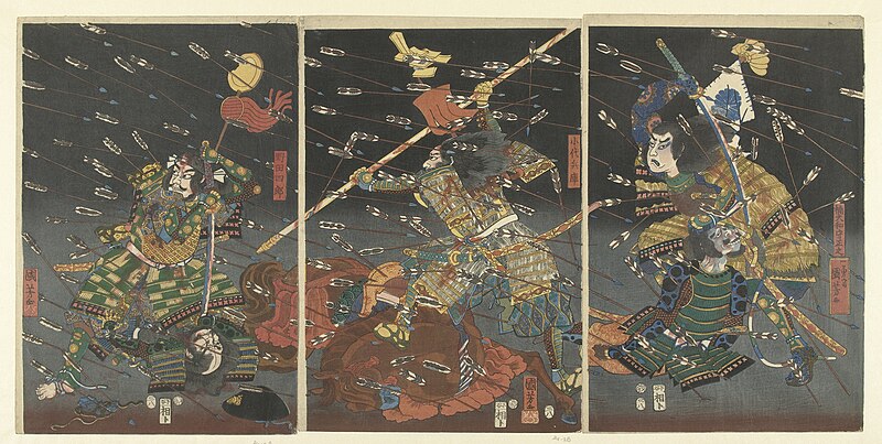 The last attack of the Kusunoki at Shijonawate, Utagawa Kuniyoshi, 1847