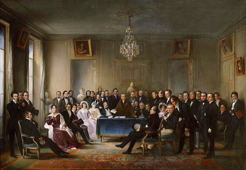 Andrieux faisant une lecture dans le foyer à la Comédie Française François-Joseph Heim 1847