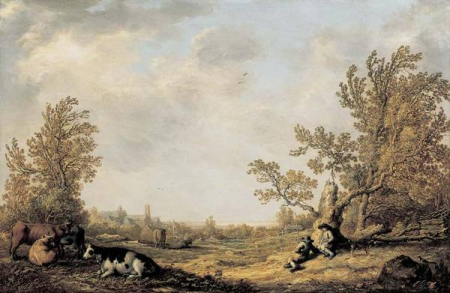 Cattle and Herders with a View of the Mariakerk in Utrecht, Aelbert Cuyp, 1641