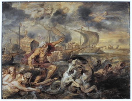 The Voyage of the Cardinal Infante Ferdinand of Spain from Barcelona to Genoa in April 1633, with Neptune Calming the Tempest, Peter Paul Rubens, 1635