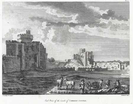 East view of the inside of Cardiff castle, Peter Mazell, 1778