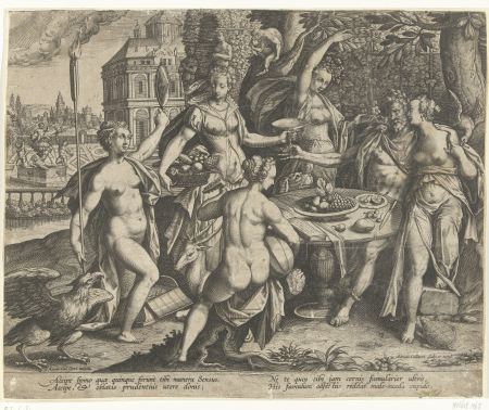Allegorie van de vijf zintuigen, RP-P-BI-6081, Adriaen Collaert, between 1570 and 1618