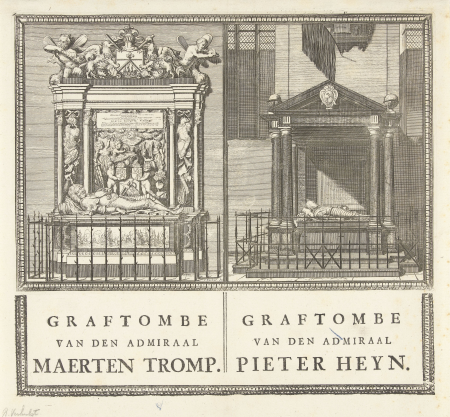 Graftomben van admiralen Maarten Harpertsz. Tromp en Piet Hein in Oude Kerk te Delft, RP-P-1905-390, Coenraet Decker, between 1660 and 1667