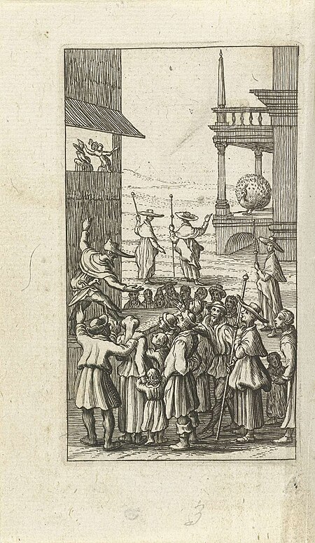 Willemynken enjoys puppet show during pilgrimage, Boetius à Bolswert