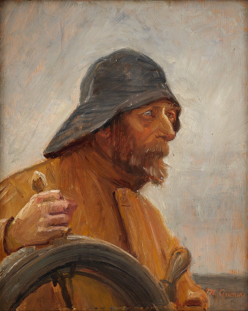 A helmsman wearing a sou'wester., Michael Peter Ancher, between 1867 and 1927