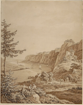 A View of the Elbe River and the Bastei Rocks in the Sächsische Schweiz, Saxony, Adrian Zingg, 1868